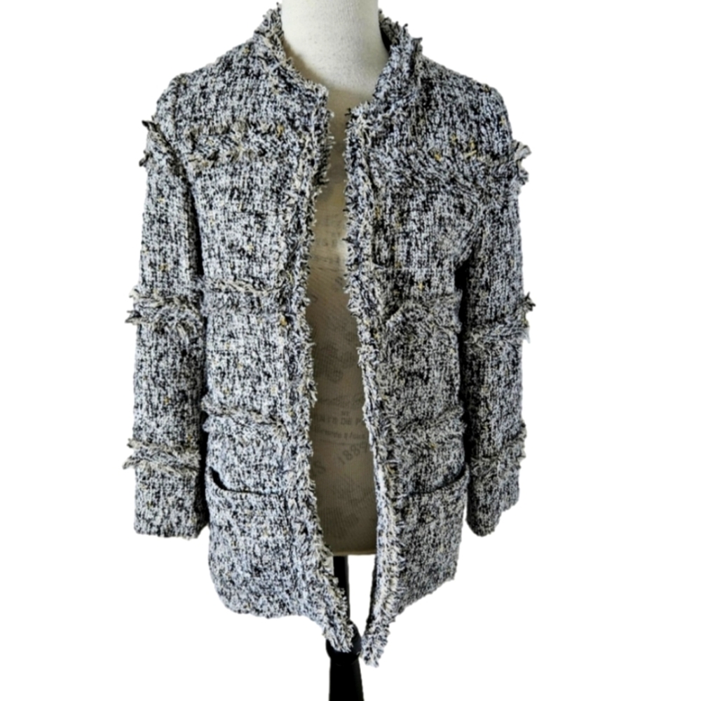 🔥tweed grey coat fringe mid-length SURI size small  🔥